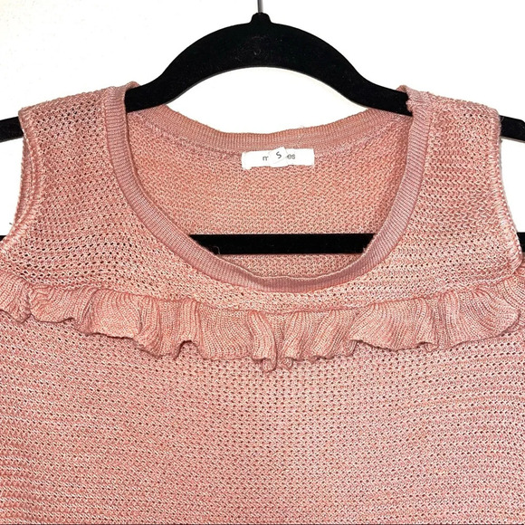 Maurices Light Pink Ruffle Cold Shoulder Knit Sweater Small Women’s - Picture 2 of 10